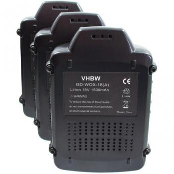 Kit batterie 3 pièces Worx (WX371.2 à WX390) – 1500 mAh Li‑Ion 18 V