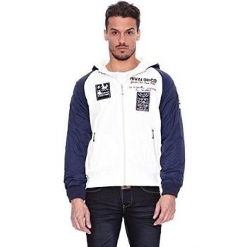 Rivaldi Sweatshirt Milano reversible, cierre, blanco/azul marino, talla grande