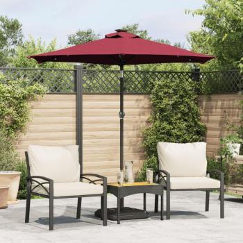 Parasol de Jardín con Iluminación LED, Poste de Acero Burdeos 225×225×212