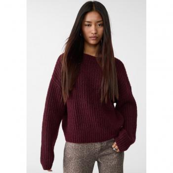 Stradivarius Bequemer Pullover Granatrot S