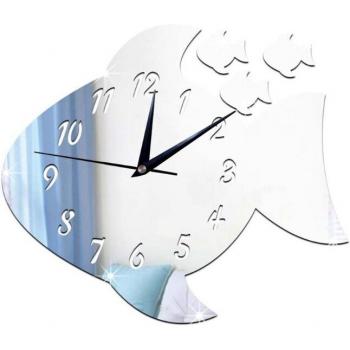 Décalque Poisson Mural Horloge Miroir