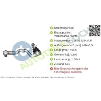 Rotule de barre de connexion RTS 91-09696-1 BMW X5