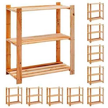 Vidaxl 3-Tier Storage Racks, 10 pcs, 80x38x90 cm, Solid Pinewood, 150 kg