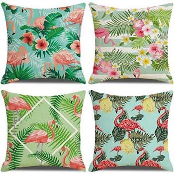 Cotton Linen Flamingo Feather Throws