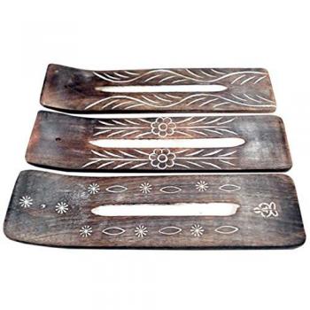 Laroom 12860 Brown Wooden Incense Holder Set – 3 Ports
