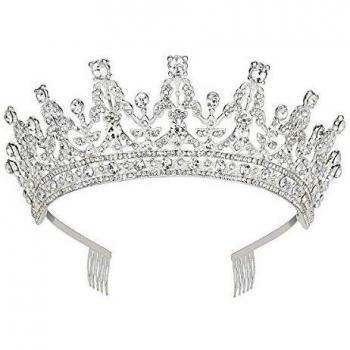 Tiara de Novia Makone con Cristales Brillantes (Plata)