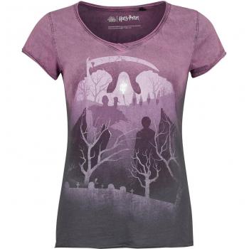 Manches Courtes Harry Potter Silhouette Cimetière Lilas Femme S-M T-Shirt