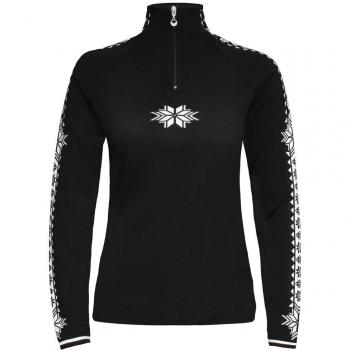 Veste Pull Merinos Geilo Femme Noir et Blanc Cassé