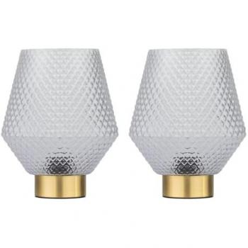 Clear Tex Porter Lamp Pair – Battery-Operated, Satin Brass Finish