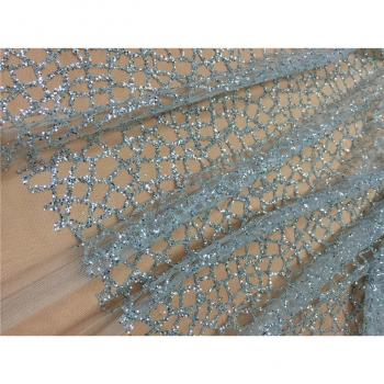 Encaje de Boda con Lentejuelas de Plata