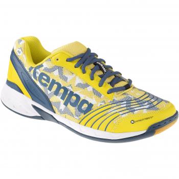 Kempa Attack Three, Zapatillas de Balonmano para Hombre, Amarillo/Petróleo / Blanco