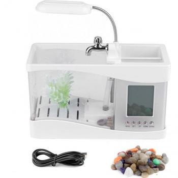 Mini Desktop Aquarium with Clock and LED