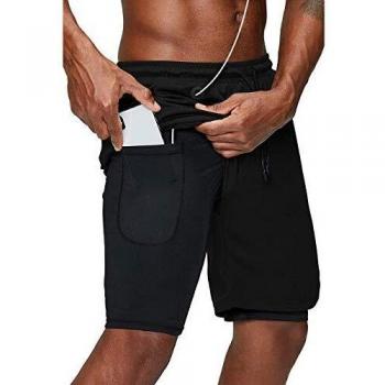 Danfiki Men's Athletic Running Shorts – Jet Black, Lined, Breathable Design