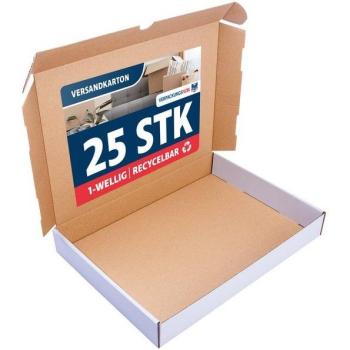Maxi Briefkarton (weiß) – 350 × 250 × 50 mm, 25 Stück