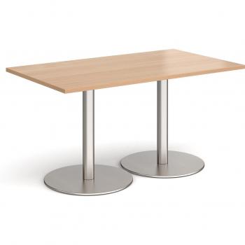 Monza Flat‑Top Dining Table – 1400mm × 800mm, Beech, Round Steel Bases