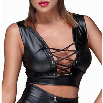 Noir Handmade Top F155 mit Schnürung in Schwarz