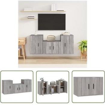 Grau‑Ton 3‑teiliger TV‑Schrank aus Holzwerkstoff – Sonoma Design – The Living Store