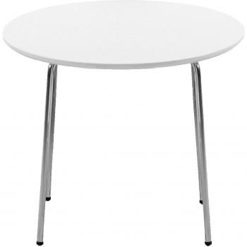 Weißer Kindertisch Marcus mit Chromgestell, Höhe 50 cm, Durchmesser 60 cm