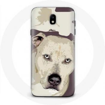 Protection Samsung Galaxy J7 2017 Chien de Pitbull Blanc