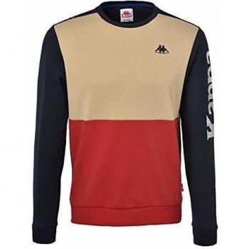 L‑Größe Herren‑Sweat von Kappa – Iginio Auth (Beige / Marineblau / Rot)