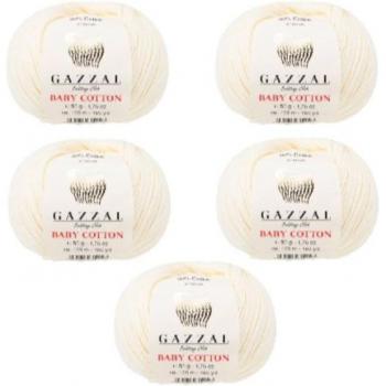 Hilo de Algodón para Bebé Gazzal 5 bolas 50g color beis claro