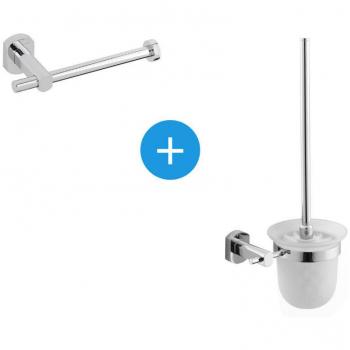 Duo Cube Way Brosse Toilette et Porte-Rouleau Mural, Chrome