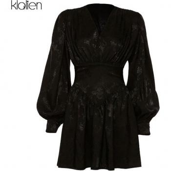 Stylish Black Chiffon Printed Mini Dress