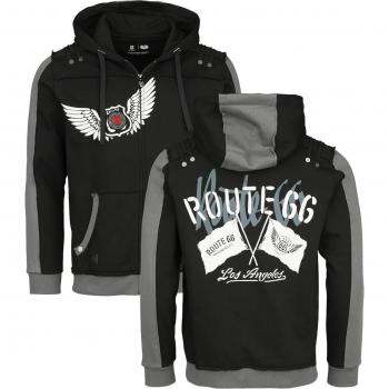 Veste à capuchon zippée Rock Rebel – Route 66 – Taille S/XXL – Noir – Homme