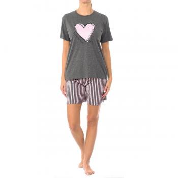 Pijama de mujer Kisses & Love manga corta gris