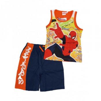 Set completo di T-shirt, canotta e short in cotone per ragazzo e adulto con tema Ragno Spiderman blu 2 pezzi 3A
