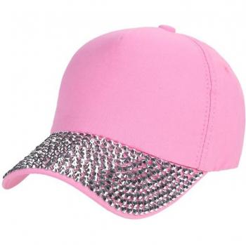 Unisex Crystal Rhinestone Brim Adjustable Hat