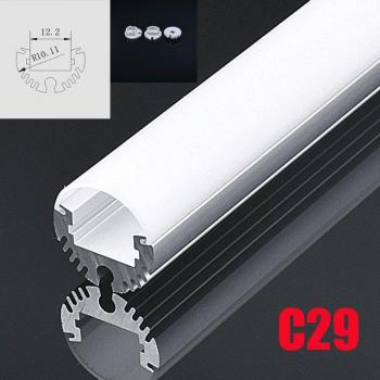 Conjunto de Canales LED Redondos de Aluminio 50 cm con Cubierta Difusora