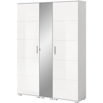Inn.Furn Grazie 3‑teiliges Garderobenkabinett in Weiß (Hochglanz), 140 × 191 cm