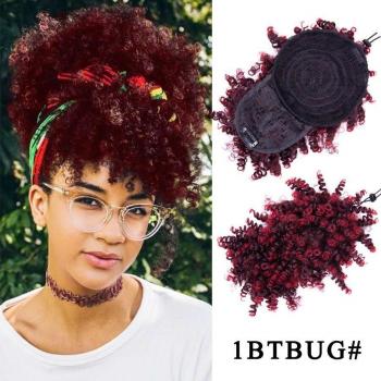 Chignon Afro à clip avec frange