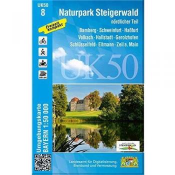 UK50-8 Naturpark Steigerwald, nördlicher Teil: Bamberg, Schweinfurt, Haßfurt, Volkach, Hallstadt, Gerolzhofen, Schlüsselfeld, Eltmann, Zeil a.Main, ... Karte Freizeitkarte Wanderkarte)