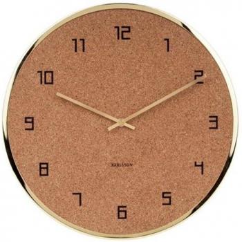 Karlsson KA5664GD Wanduhr – Kork/Metall, goldfarben, 40 cm Ø