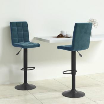 Tabourets de bar design bleu velours