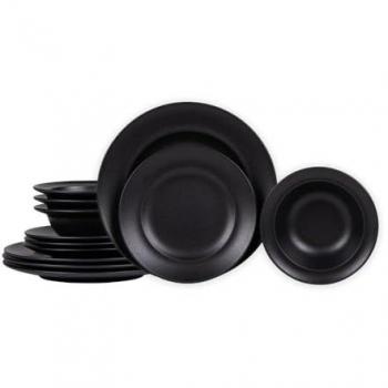 Table Passion 12 pièces service d’assiettes noir (28×3×1 cm)
