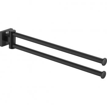 Toallero doble giratorio 400 mm square hotels Roca, color negro mate