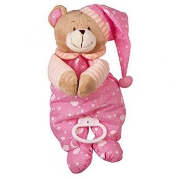 Ourson peluche avec boîte à musique et support