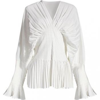 Femme Blouse Flared V‑Collier Longue