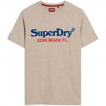 Superdry Venue Duo Logo Shirts, Farbausführung: Beige/Petróleo/Vermelho, Größe XXL