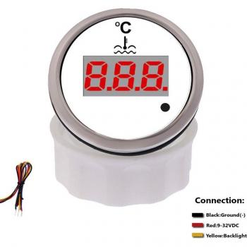 52mm Dual Voltage Marine Temperature Gauge 40-120°C with Engine Alarm
