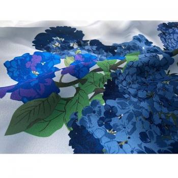 100x145cm Blue Hydrangea Double Crepe Fabric for Summer Dress