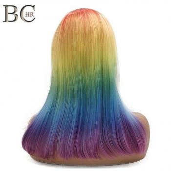 BCHR 18-Inch Synthetic Rainbow Wig for Women