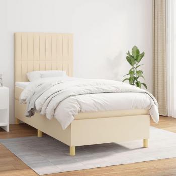 Vidaxl Lit À Sommier Tapissier Avec Matelas Crème 80x200 Cm Tissu