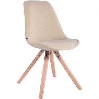 Silla Cuadrada de Comedor en Terciopelo y Patas de Madera Clara