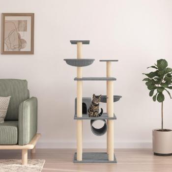 VidaXL 141 cm Cat Tree Light Gray with Scratching Posts