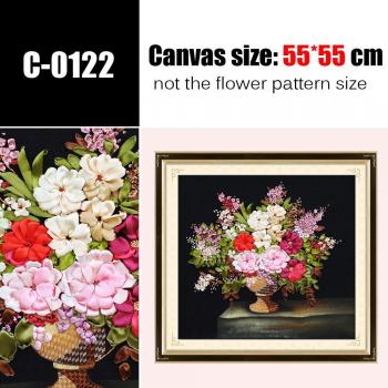 Decorative Floral Lace Embroidery Canvas Kit, DIY Cross Stitch & Needlework 55x55CM
