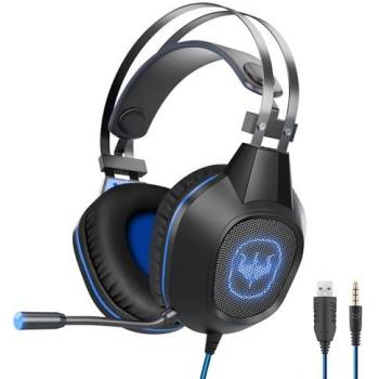 Casque OVLENG GT64 bleu avec micro et éclairage LED